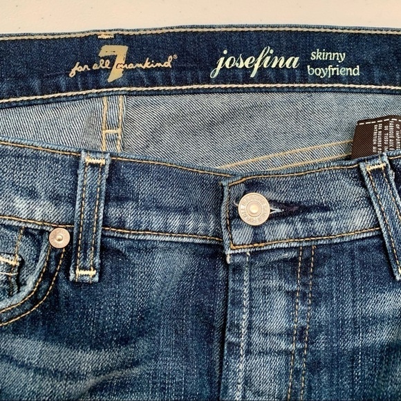 7 For All Mankind Jeans Size 26 Josefina Skinny Boyfriend Distressed Women - Picture 10 of 12